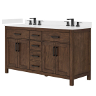Wyndham Beckett (double) 60-Inch Dark Walnut Vanity - Matte Black