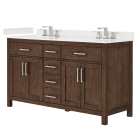 Wyndham Beckett (double) 60-Inch Dark Walnut Vanity - Brushed Nickel