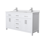 Wyndham Beckett (double) 60-Inch White Vanity - Brushed Nickel