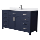 Wyndham Beckett (single) 60-Inch Dark Blue Vanity - Brushed Nickel