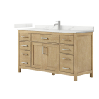 Wyndham Beckett (single) 60-Inch Whitewashed Oak Vanity - Brushed Nickel