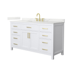 Wyndham Beckett (single) 60-Inch White Vanity - Brushed Gold