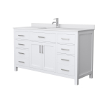 Wyndham Beckett (single) 60-Inch White Vanity - Brushed Nickel