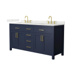 Wyndham Beckett (double) 66-Inch Dark Blue Vanity - Brushed Gold