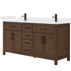 Wyndham Beckett (double) 66-Inch Dark Walnut Vanity - Matte Black