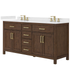 Wyndham Beckett (double) 66-Inch Dark Walnut Vanity - Brushed Gold