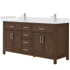 Wyndham Beckett (double) 66-Inch Dark Walnut Vanity - Brushed Nickel