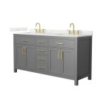 Wyndham Beckett (double) 66-Inch Dark Gray Vanity - Brushed Gold