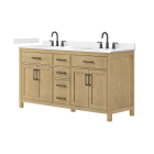 Wyndham Beckett (double) 66-Inch Whitewashed Oak Vanity - Matte Black