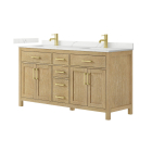 Wyndham Beckett (double) 66-Inch Whitewashed Oak Vanity - Brushed Gold