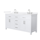 Wyndham Beckett (double) 66-Inch White Vanity - Brushed Nickel