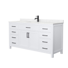 Wyndham Beckett (single) 66-Inch White Vanity - Matte Black