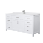Wyndham Beckett (single) 66-Inch White Vanity - Brushed Nickel