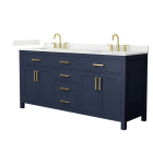 Wyndham Beckett (double) 72-Inch Dark Blue Vanity - Brushed Gold