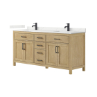 Wyndham Beckett (double) 72-Inch Whitewashed Oak Vanity - Matte Black