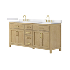 Wyndham Beckett (double) 72-Inch Whitewashed Oak Vanity - Brushed Gold
