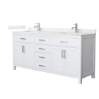 Wyndham Beckett (double) 72-Inch White Vanity - Brushed Nickel