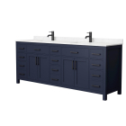 Wyndham Beckett (double) 84-Inch Dark Blue Vanity - Matte Black