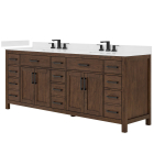 Wyndham Beckett (double) 84-Inch Dark Walnut Vanity - Matte Black
