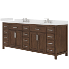 Wyndham Beckett (double) 84-Inch Dark Walnut Vanity - Brushed Nickel
