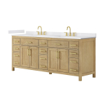 Wyndham Beckett (double) 84-Inch Whitewashed Oak Vanity - Brushed Gold