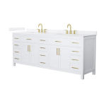 Wyndham Beckett (double) 84-Inch White Vanity - Brushed Gold