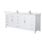 Wyndham Beckett (double) 84-Inch White Vanity - Brushed Nickel