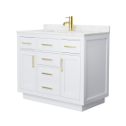 Wyndham Beckett TK (single) 42-Inch White Vanity - Brushed Gold