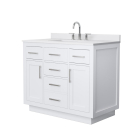 Wyndham Beckett TK (single) 42-Inch White Vanity - Brushed Nickel