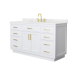 Wyndham Beckett TK (single) 60-Inch White Vanity - Brushed Gold