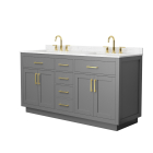 Wyndham Beckett TK (double) 66-Inch Dark Gray Vanity - Brushed Gold