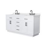 Wyndham Beckett TK (double) 66-Inch White Vanity - Matte Black