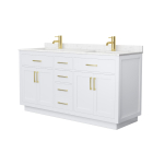 Wyndham Beckett TK (double) 66-Inch White Vanity - Brushed Gold