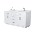 Wyndham Beckett TK (double) 66-Inch White Vanity - Brushed Nickel
