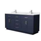 Wyndham Beckett TK (double) 72-Inch Dark Blue Vanity - Brushed Nickel