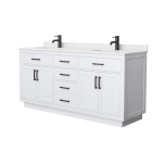 Wyndham Beckett TK (double) 72-Inch White Vanity - Matte Black