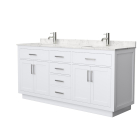 Wyndham Beckett TK (double) 72-Inch White Vanity - Brushed Nickel
