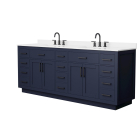 Wyndham Beckett TK (double) 84-Inch Dark Blue Vanity - Matte Black