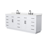 Wyndham Beckett TK (double) 84-Inch White Vanity - Matte Black