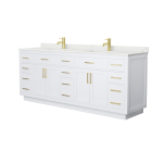 Wyndham Beckett TK (double) 84-Inch White Vanity - Brushed Gold