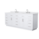 Wyndham Beckett TK (double) 84-Inch White Vanity - Brushed Nickel