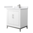 Wyndham Marlena (single) 30-Inch White Vanity - Brushed Nickel