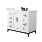 Wyndham Marlena (single) 42-Inch White Vanity - Matte Black