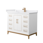 Wyndham Marlena (single) 42-Inch White Vanity - Satin Bronze