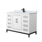 Wyndham Marlena (single) 48-Inch White Vanity - Matte Black