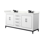 Wyndham Marlena (double) 72-Inch White Vanity - Matte Black