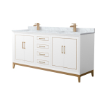 Wyndham Marlena (double) 72-Inch White Vanity - Satin Bronze