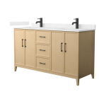 Wyndham Elan (double) 60-Inch White Oak Vanity - Matte Black