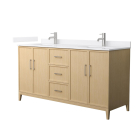 Wyndham Elan (double) 66-Inch White Oak Vanity - Brushed Nickel