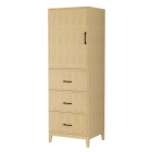 Wyndham Elan 23.75-Inch White Oak Tall Linen Side Cabinet - Matte Black